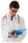 Photo of a doctor with clipboard