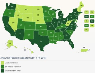 Map: Amount of Federal Funding for CCDF in FY2015