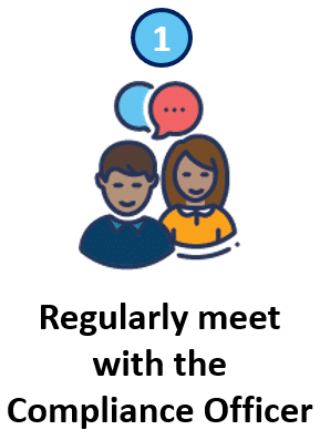 1. regularly meet with the Compliance Officer