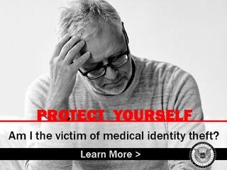 Man with hand on head. Text reads"Am I the Victim of Medical Identity Theft? Learn more"