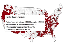 Click this thumbnail to view the interactive map showing geographic disparities in buphrenorphine treatment services